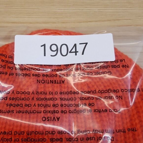 TOMMY HILFIGER Mens Beanie Hat Orange Shaker Cuff Logo Ghost Patch - Picture 5 of 5